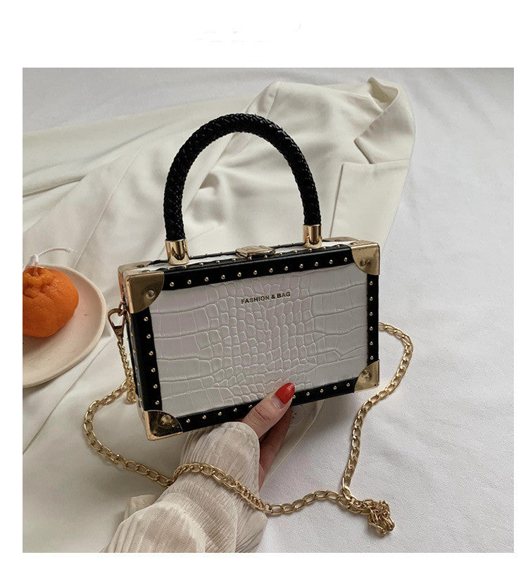 Nuova borsa a scatola con motivo retrò europeo e americano