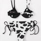 Ladies One Piece Underwire Cow Print Swimsuit