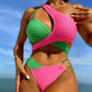 Bikini da spiaggia da donna con spacco a contrasto