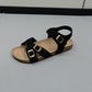 Women's Belt Buckle Cross Strap Large Size Flat Bottom Casual Slippers