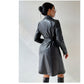 PU Long Sleeve Women's Slim Fit Long Trench Coat