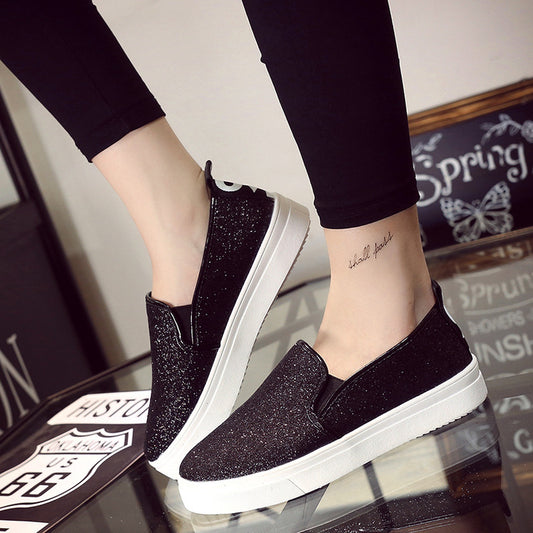 Plateau Loafer Low-Top Pailletten Damenschuhe