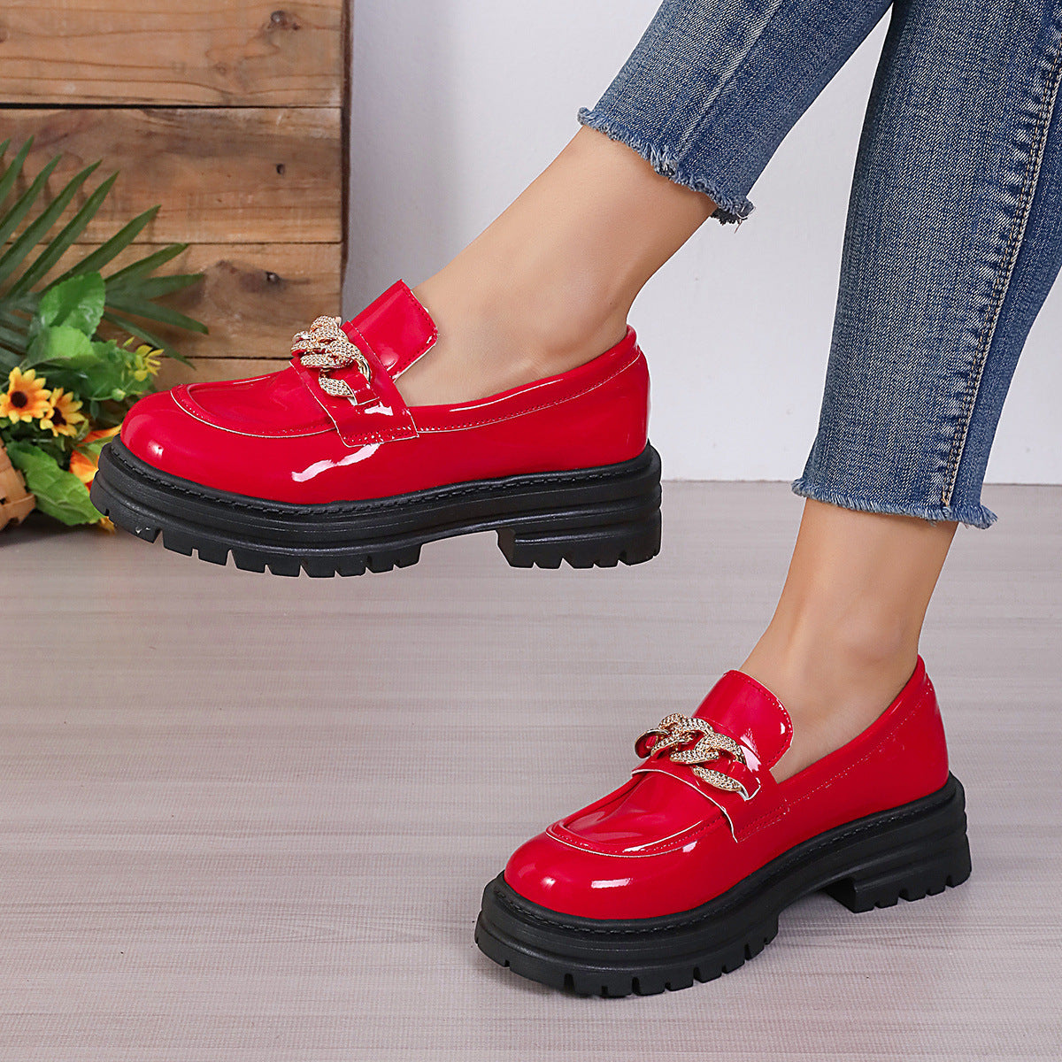 Scarpe in pelle retrò casual in stile britannico per le donne