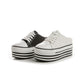 Pantofole da donna con punta tonda e lacci, scarpe con plateau