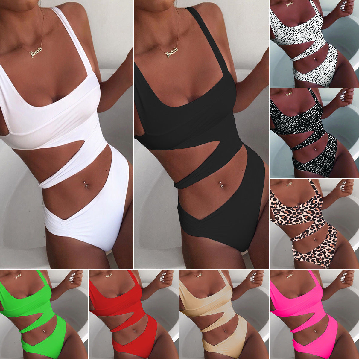Solid Color One-piece Swimsuit Solid Color One-piece Bikini