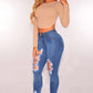 Jeans da donna, pantaloni da donna con elastico strappato