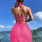 3pcs Halter Neck Bikini Beach Summer Solid Color Split Swimsuit Womens Clothing