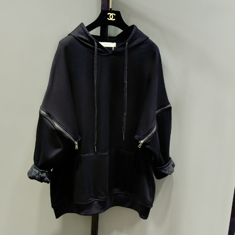 Loose Plus Velvet Thick Mid-length Pullover Hoodie