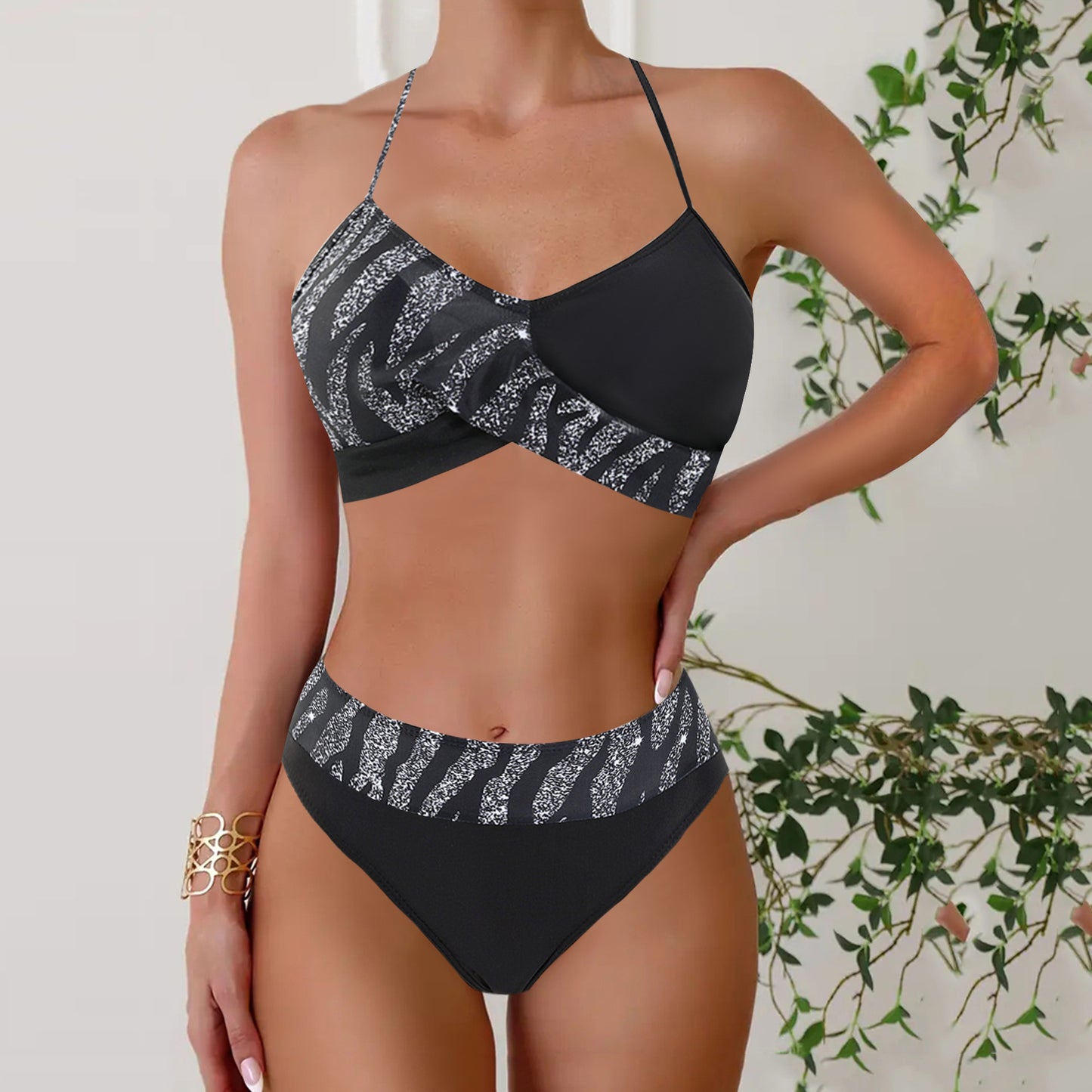 Lace Up Bikini Two-piece Set Swimsuit For Women
