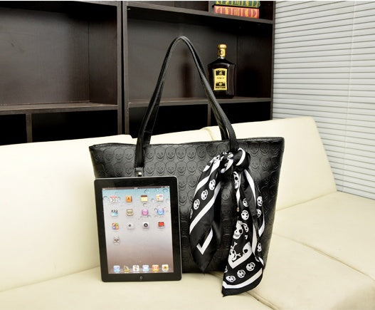 Borse a tracolla impermeabili grandi e capienti con stampa a teschio da donna