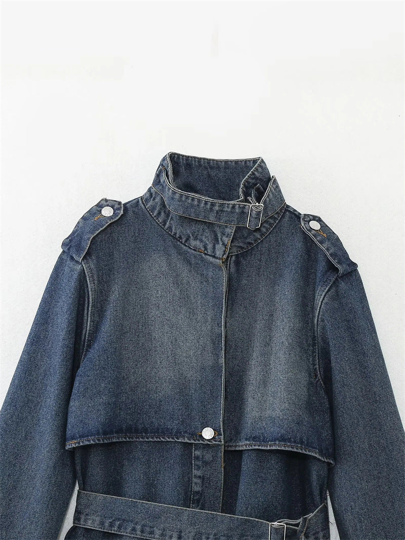 Women's Classic Style Fashion Loose Denim Trench Coat