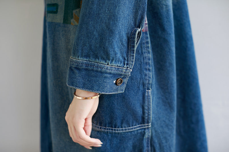 Giacca in denim vintage lavata alla moda da donna