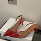 Damen Spitzschuh Transparent High Heels Schnalle