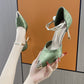 Fashionable Metal Pointed Pearl Women's Satin Flower High Heels