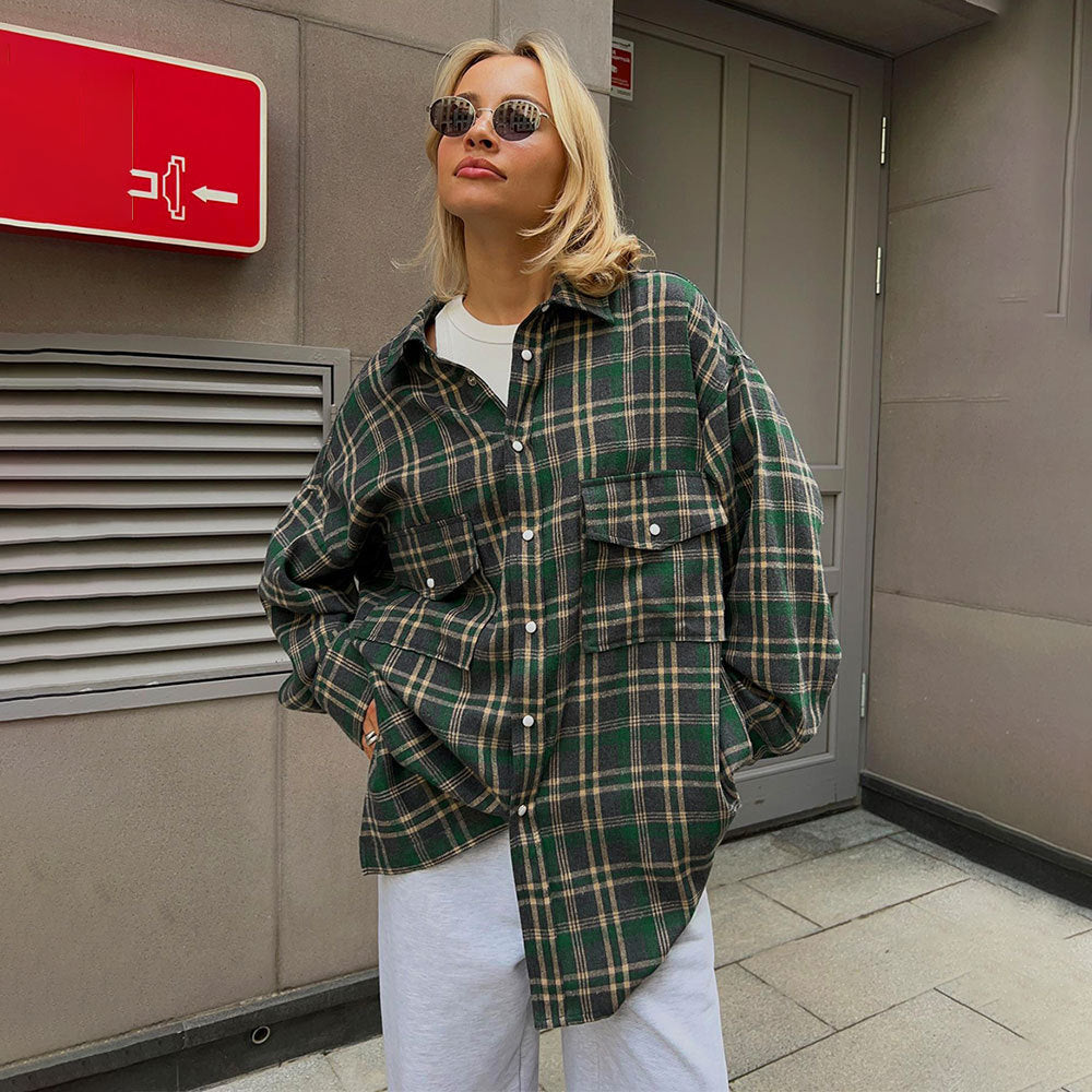 Fashion Personality Plaid Shirt For Women