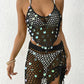 Women's Vacation Beach Suit Sequin Stitching Bikini Two-piece Set Blouse