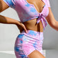 Kurzarm-Bikini, sexy, geteilter Badeanzug für Damen