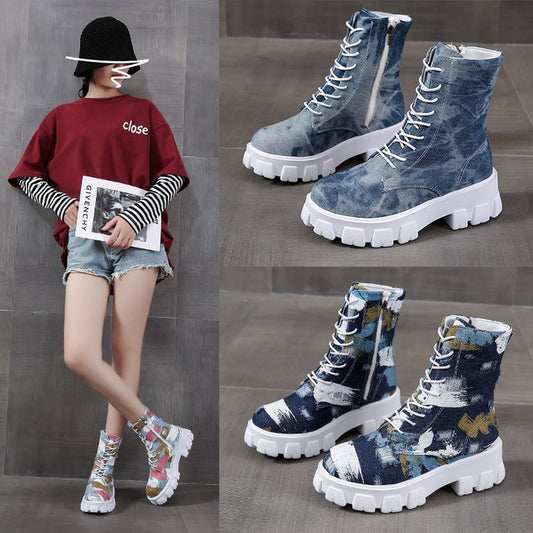 Britischer Stil Neue Net Red Korean Casual Schnürstiefeletten