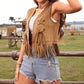 Women's Casual Vacation Western Style Suede Fringe Jacket