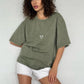 Damen Old Washed Kurzarm-T-Shirt Love