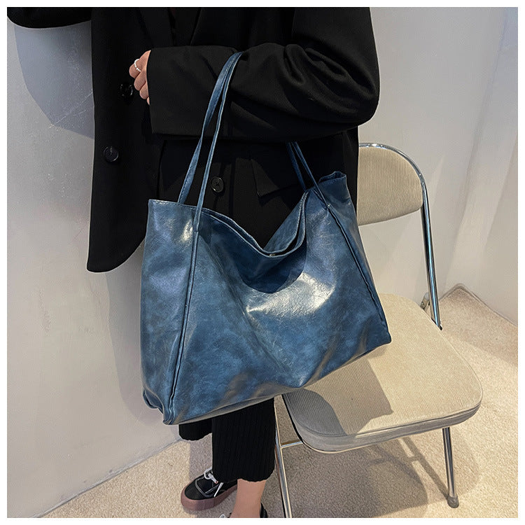 Capacity Leather Shoulder Bag Shopper Harajuku Simple Handbag