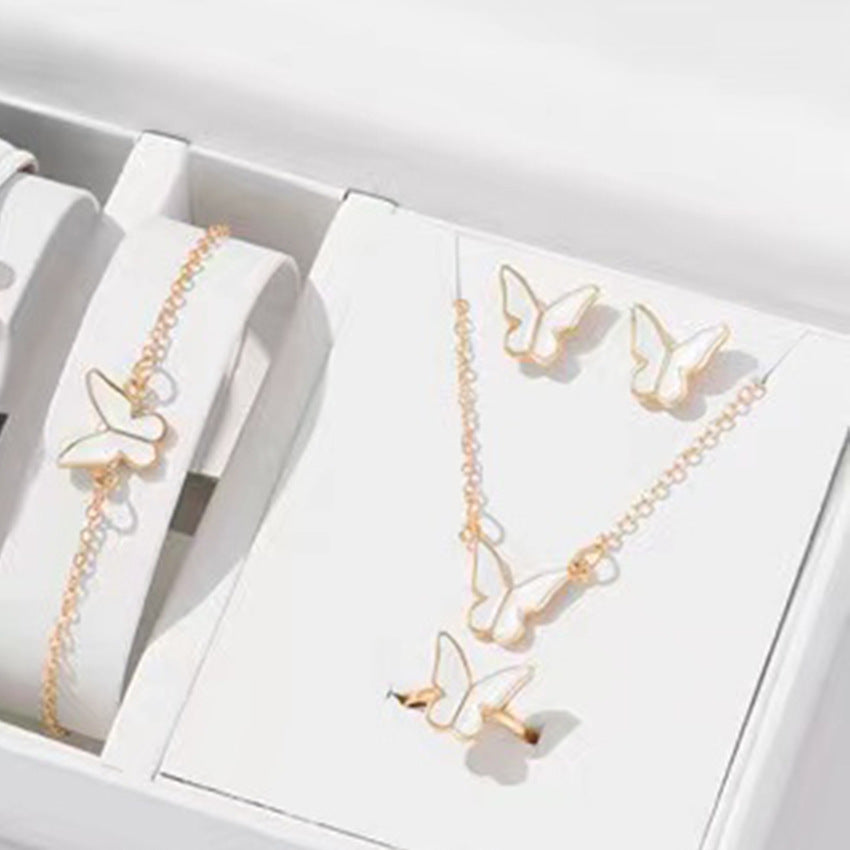 5 pezzi moda farfalla pendenti collana orecchini anello bracciale set per le donne set di gioielli da sposa matrimonio gioielli regalo