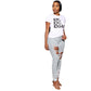 Jeans da donna, pantaloni da donna con elastico strappato
