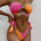 Sexy Bikini mit Kristalldiamanten, abnehmbarem Brustpolster und geteiltem Brustgurt