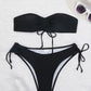 Kordelzug Design Tube Bikini Sommer Einfarbig Sexy Badeanzug Für Strand Party Damenbekleidung