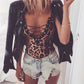 Bodysuit mit Leopardenmuster und Schnürung