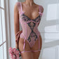 Cute Girl Pure Desire Sexy Underwear Embroidery Stitching Polka Dot Mesh Jumpsuit
