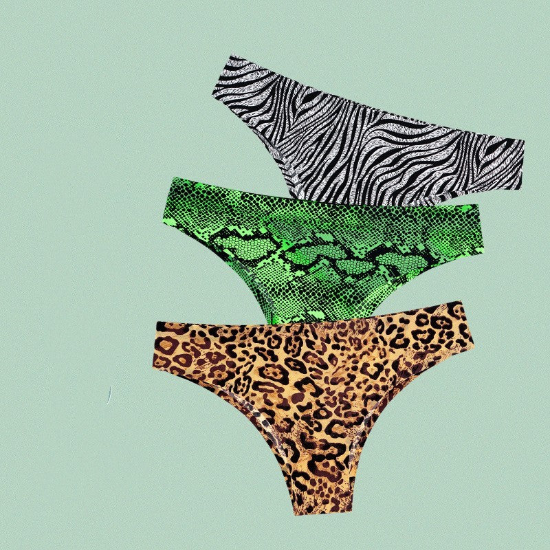 Biancheria intima senza cuciture in seta di ghiaccio stampata per donna con vita bassa