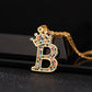 Micro-inlaid Colorful Zircon Hip-hop Personality 26 Letters Pendant Necklace
