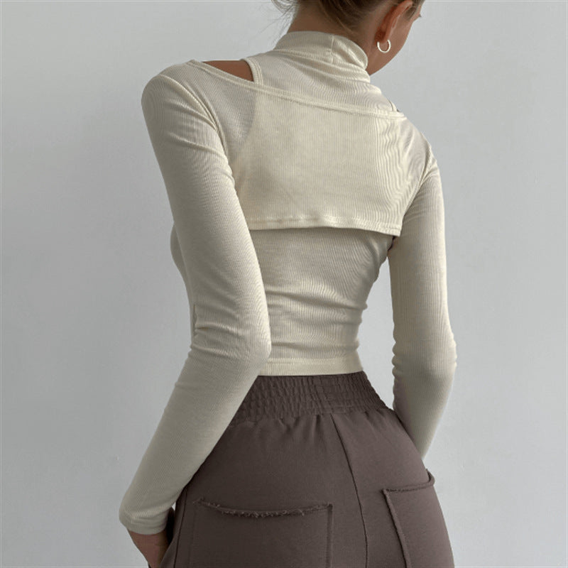 Canotta con collo alto Top corti in due pezzi