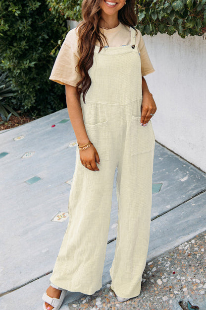 Summer Casual Solid Color Loose Overalls Womens Clothing