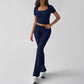 Sport Ombelico T-shirt Pantaloni Lunghi Tuta Abbigliamento Donna