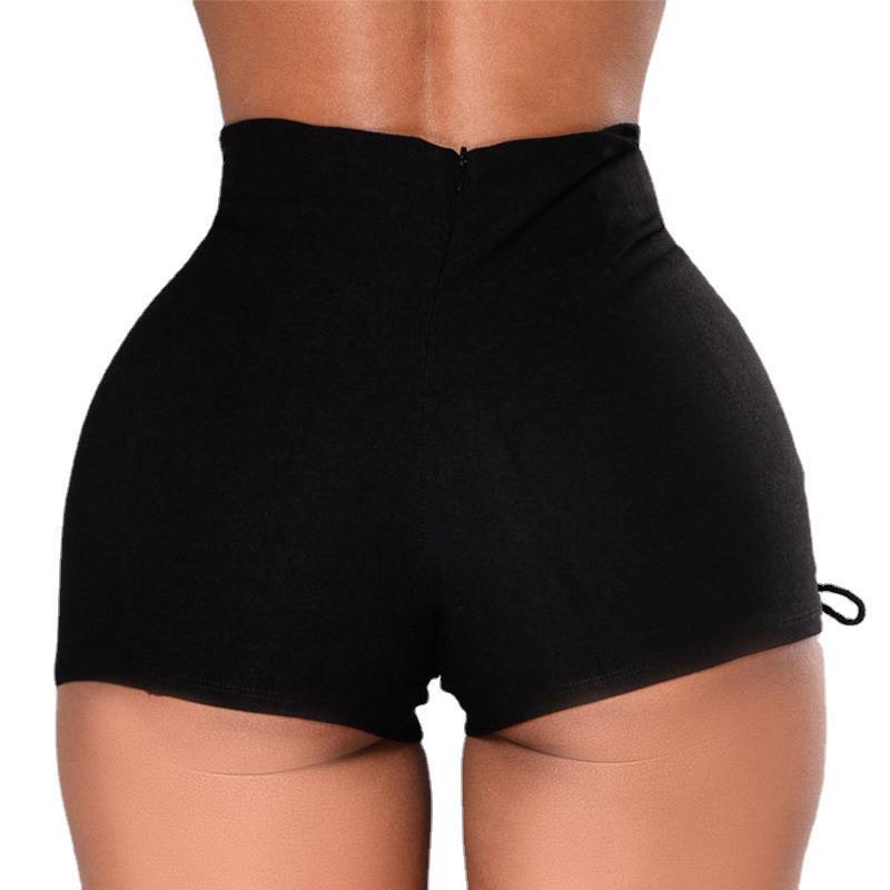 Damen-Jeansshorts mit seitlichem Bandage-Design und hoher Taille