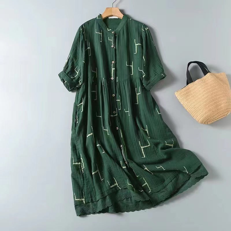 Style Double-layer Cotton Yarn Retro Dress Women