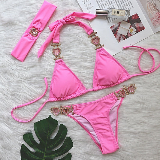 Bikini Crystal Diamond tinta unita da donna