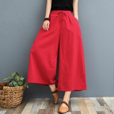 Leggings casual larghi in lino da donna