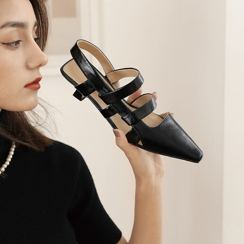 Scarpe con tacco a spillo e punta in pelle da donna