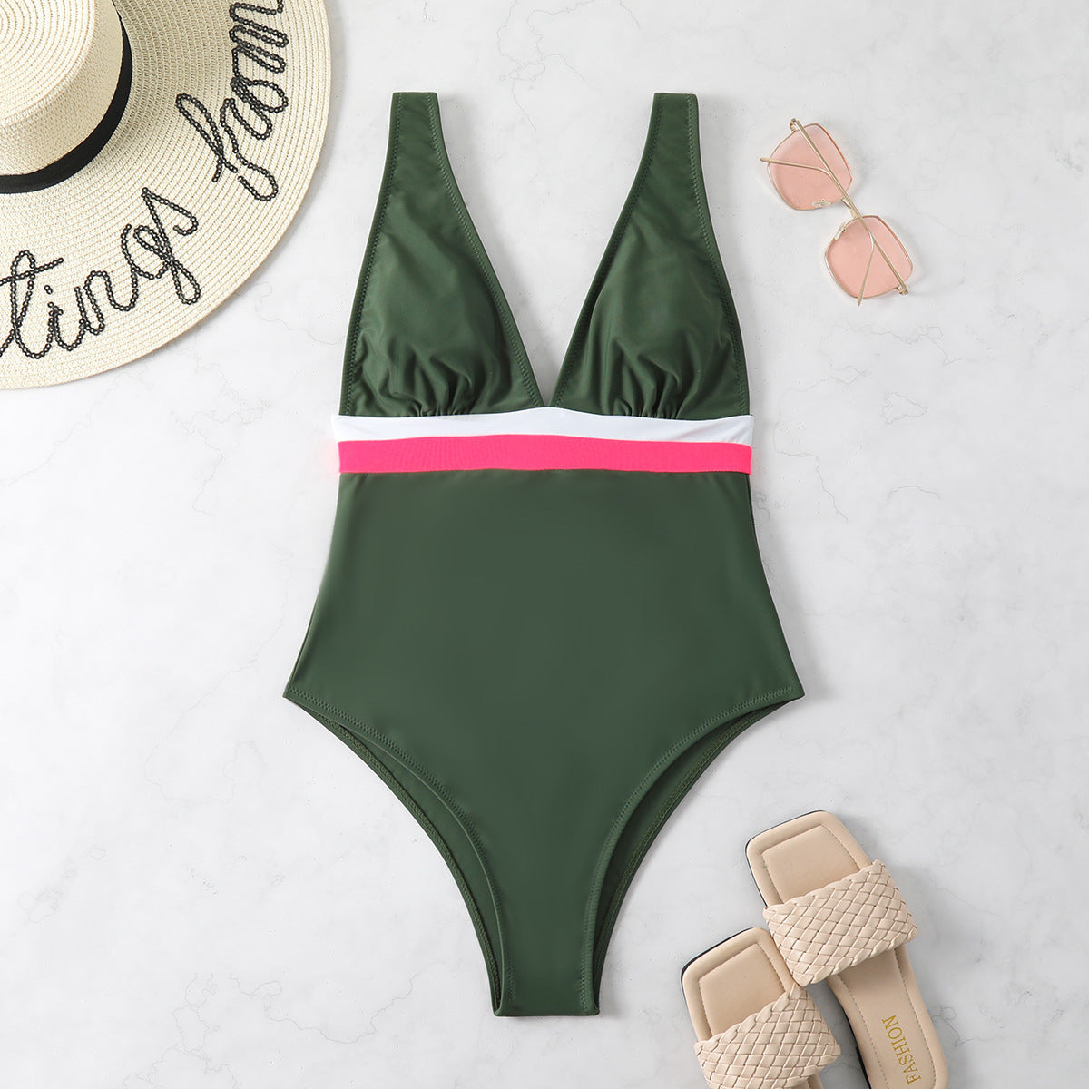 Costume da bagno senza schienale cucito, taglia regolabile