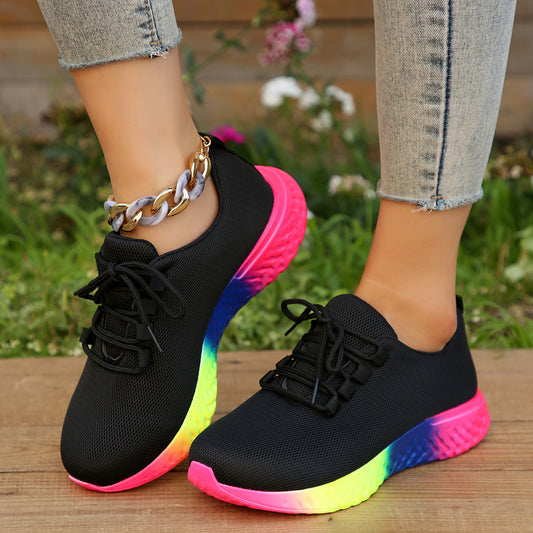 Scarpe con tacco basso elasticizzate arcobaleno taglie forti da donna