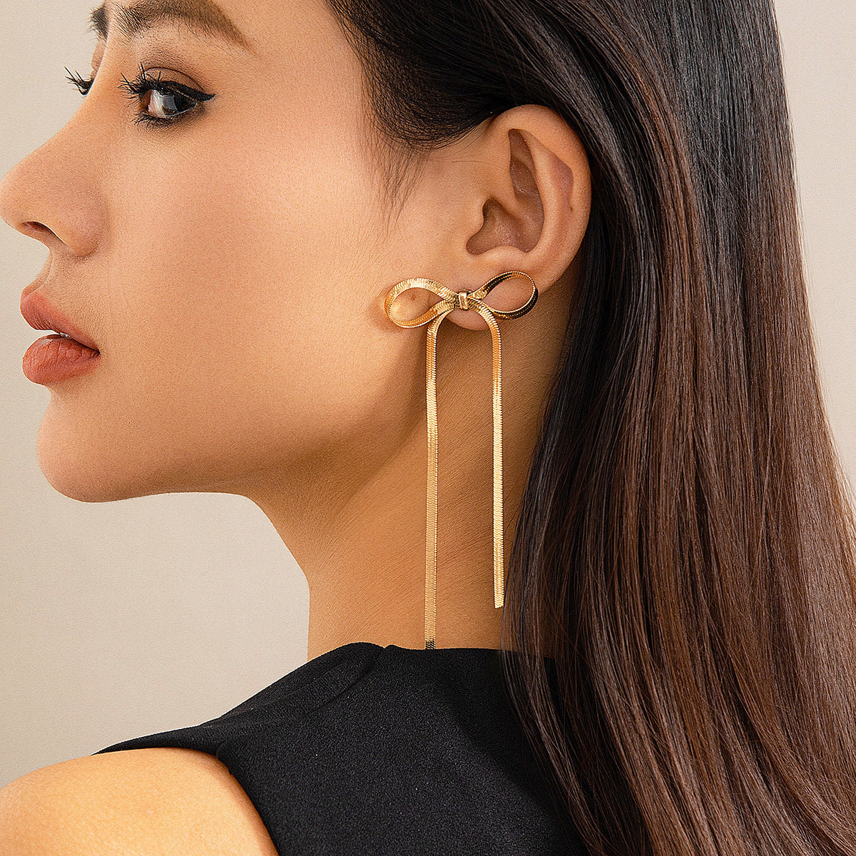 Earrings Hypoallergenic 18k Gold Plated Ribbon Bow Bowknot Earring