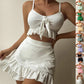 3-teiliger Strandbikini mit hüftbetontem Rock, modisches Rüschendesign, Badeanzug-Set, Sommer-Damenbekleidung