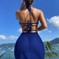 3pcs Halter Neck Bikini Beach Summer Solid Color Split Swimsuit Womens Clothing