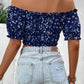 Women Vacation Style Casual Off-Shoulder Elastic Cropped Top With Floral Print