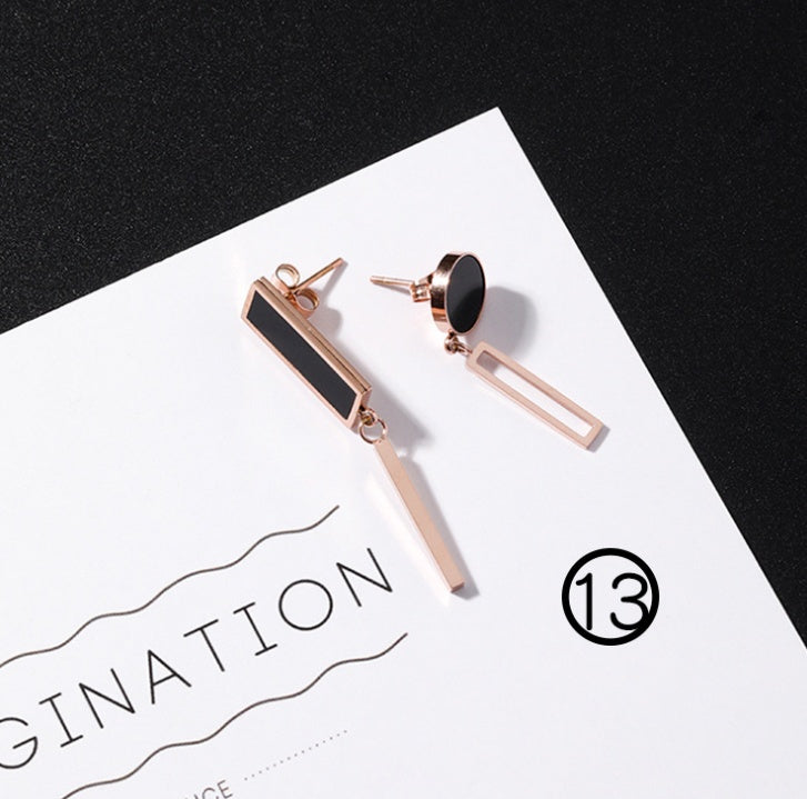 orecchini in acciaio al titanio temperamento triangolo orecchini geometrici rotondi