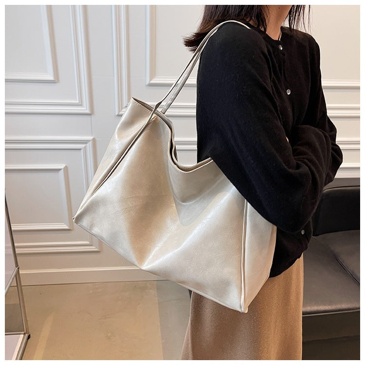 Capacity Leather Shoulder Bag Shopper Harajuku Simple Handbag