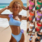Costume da bagno con spalline sottili e monospalla a fiori tridimensionali